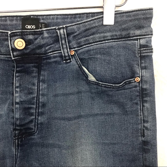ASOS High Waist Button Fly Skinny Jeans Blue Stretch Denim Size 31 - Picture 8 of 8